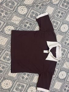 Maroon Polo T-shirt with White Collar