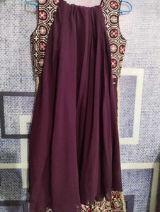 Embroidered Ethnic dress with plain palazzo nd bea