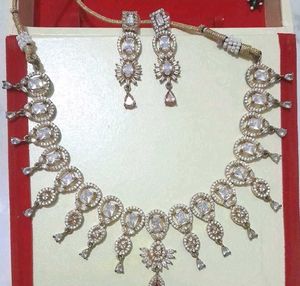 Elegant CZ Stone Necklace &amp; Earring Set