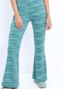 Stylish Teal Striped Flare Pants