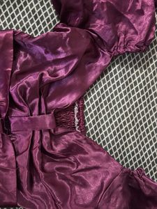 Satin Bow Detail Puff Sleeve Top