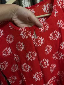 Red Printed Kurta