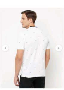 Cantabil Regular Fit Micro Print Cotton Tshirt