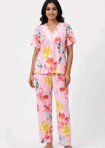 Pink Floral Pajama Set