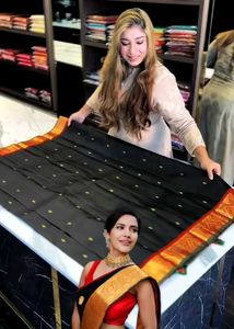 Elegant Black &amp; Gold Banarasi Silk Saree