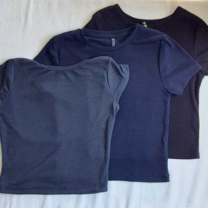Tokyo Talkies 3 Pack Basic Crop Tops Combo