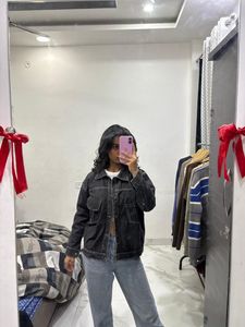 Unisex Black Charcoal Denim Jacket