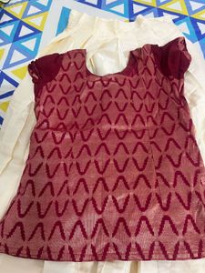 Cream &amp; Maroon Lehenga Choli Set