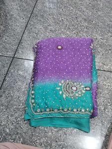 double side. saree with 2 colour  purple, see gree