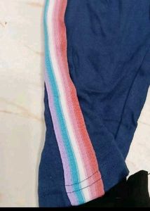 10-12 year Cute Girls Blue Capris with Pink Stripe