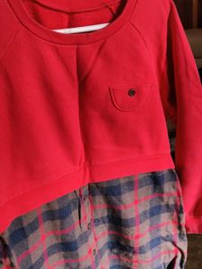 Red Sweatshirt with Plaid Shirt