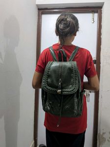 Stylish Green Backpack with Braided Detail