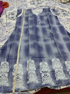 Unused,Blue Printed Kurta