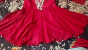Beautiful redish pink sharara set