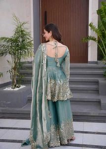 Elegant Teal Embroidered Kurta Set