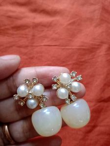 Elegant Pearl &amp; Gemstone Drop Earrings