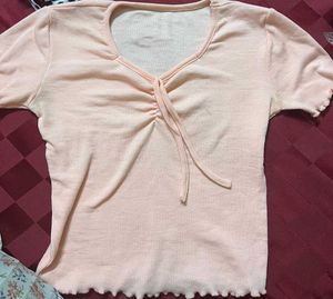Cute Ruched V-Neck Tee