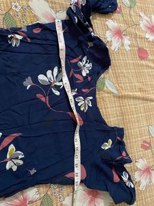 beautiful blue printed suit and umbrella plazo.. it has margin also .. plazo has elastic