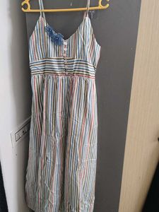 Striped Sundress with Flower Detail