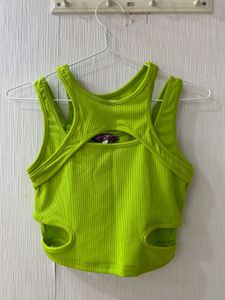 Lime Green Cut-Out Ribbed Tank Top