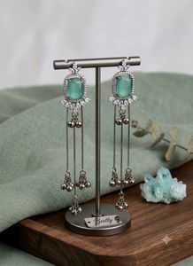 Elegant Teal Gemstone Drop Earrings
