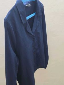 Chic Navy Blue Button-Up Top