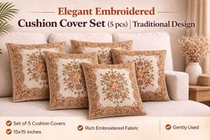 Elegant Embroidered Cushion Cover Set (5 pcs)
