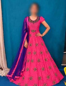 Beautiful Pink Ethnic Gown with Dupatta