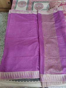Beautiful Purple Saree with Golden Border