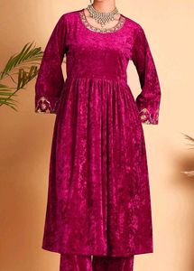 Velvet Embroidered Kurta