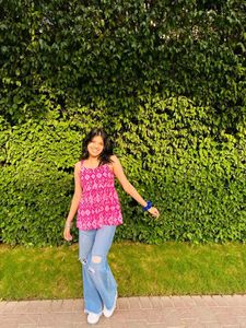 Stylish Pink Geometric Print Tunic
