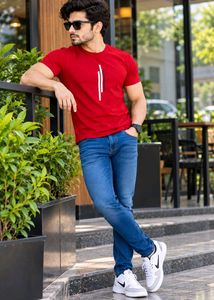 Men's Red Graphic T-Shirt