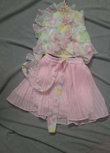 Charming Ruffled Floral Gown with pastel colours