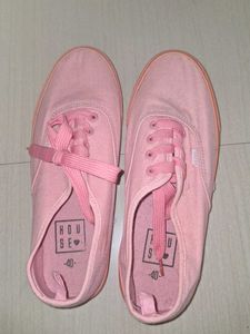 Pink Canvas Lace Sneakers