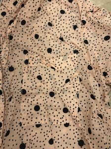 Chic Polka Dot Ruffle Neck Blouse