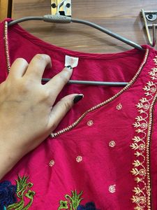Vibrant Pink Embroidered Kurta