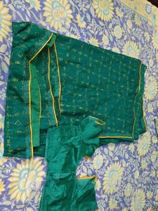 Green Saree with Stitched Blouse 💚