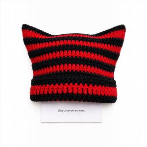 Handmade Crochet Striped Cat Ear Beanie (any one)