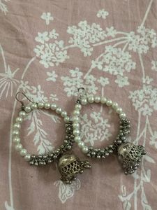 Pearl Hoop Earrings with Jhumka