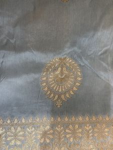 Elegant Blue Saree with Gold Border