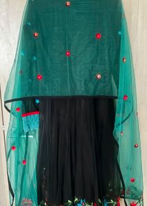 Elegant Black Anarkali with Dupatta