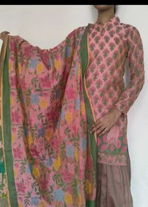 Floral chanderi silk suit