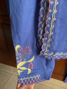 Beautiful Blue Embroidered Farshi Kurta Set