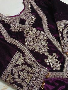 Bust 38 Elegant Embroidered Velvet Kurta Set