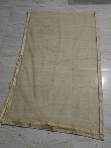 Elegant Gold Net Dupatta with Silver Border