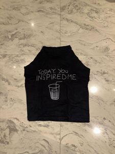 Black Graphic Print Top
