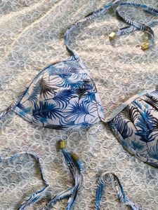 Tropical Leaf Print Bikini Top