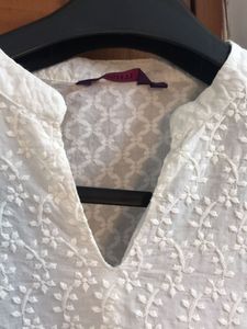 White Embroidery Kurthi Never Used