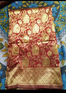 Elegant Red &amp; Gold Silk Saree
