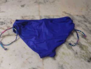 Blue Bikini Bottom with String Ties
